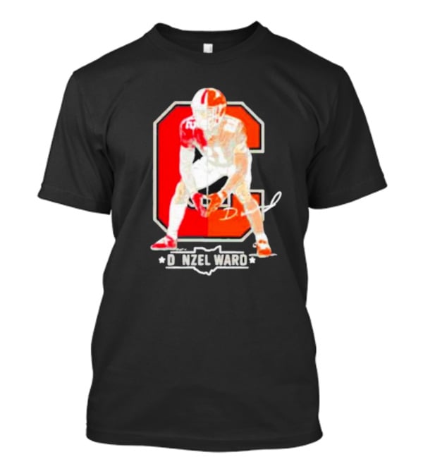 Denzel Ward Ohio Football Columbus To Cleveland Signature Orange C T-Shirt