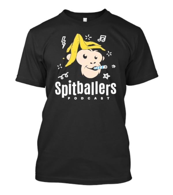 Spitballers Podcast Monkey With Party Accessories And Musical Notes T-Shirt