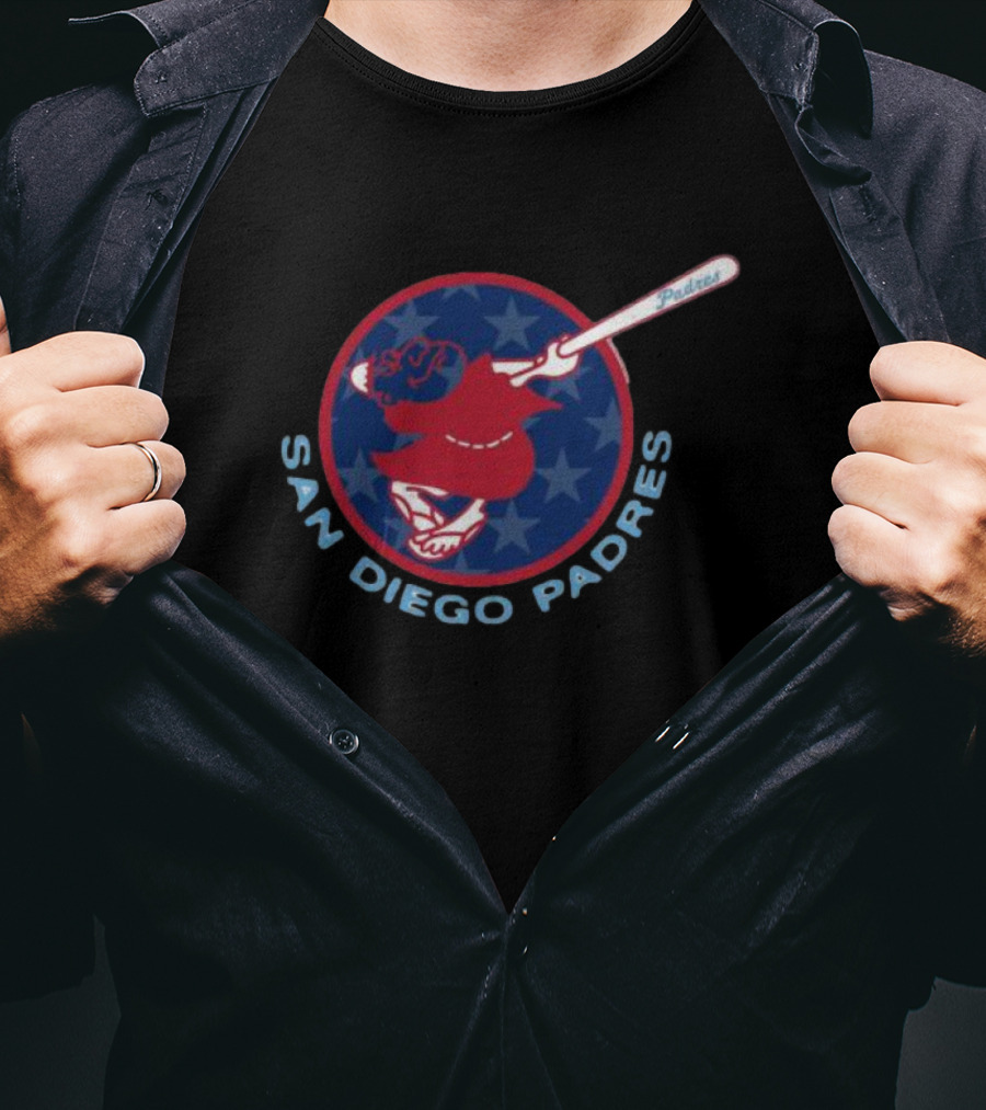 San Diego Padres Patriotic Stars Red Swinging Friar T-Shirt