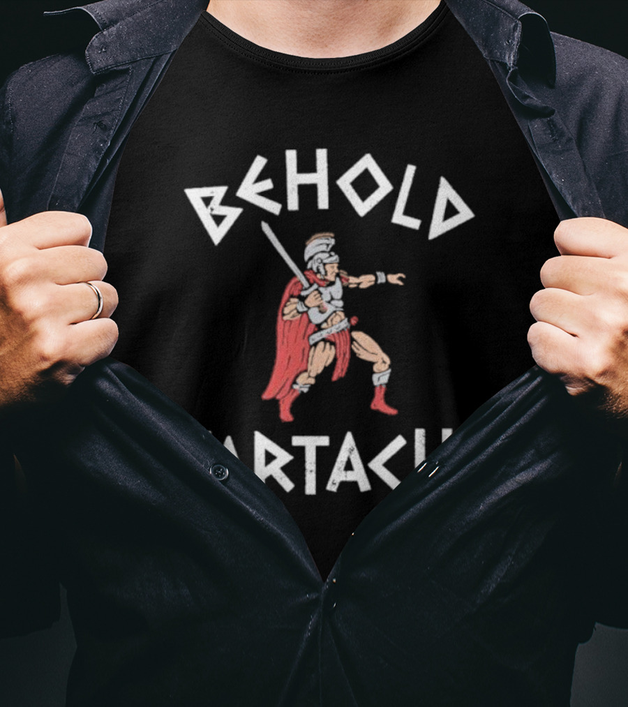 Behold Fartacus Roman Warrior With Sword And Red Cape T-Shirt