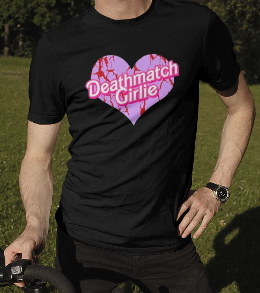 Deathmatch Girlie Heart With Pink And Red Crack T-Shirt