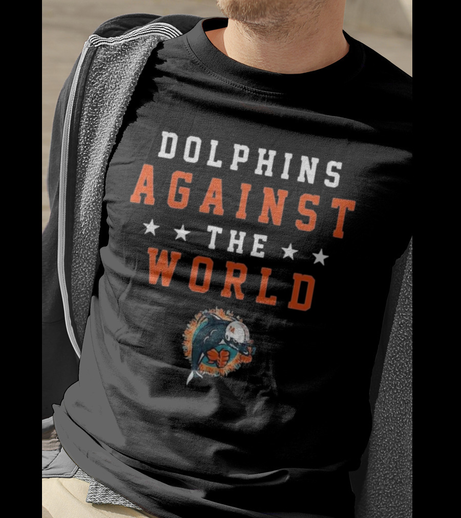 Dolphins Against The World Football Helmet Stars T-Shirt
