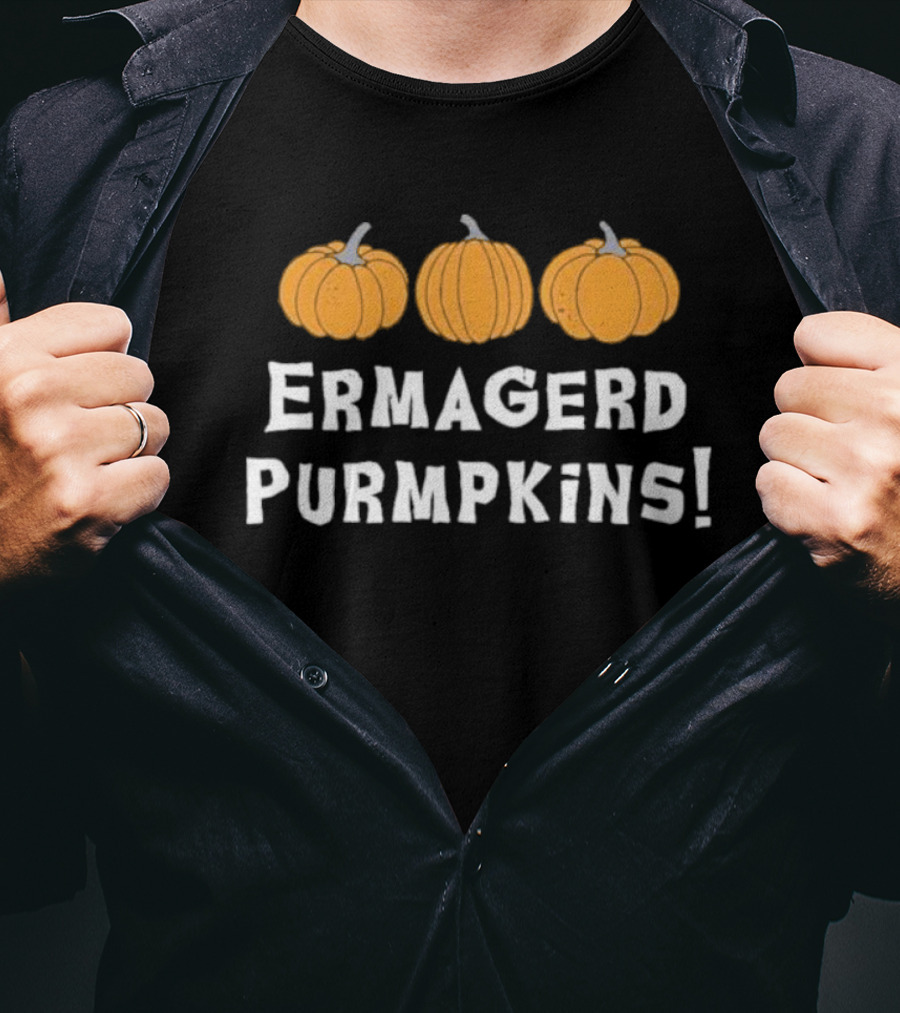 Ermagerd Purmpkins Pumpkins Trio Text Image T-Shirt