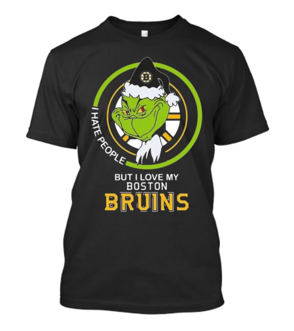 Grinch I Hate People But I Love My Boston Bruins NHL Team Spirit T-Shirt