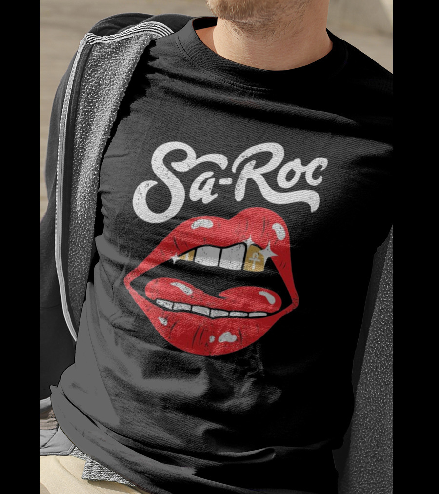 Sa-Roc Red Lips With Ankh Tooth T-Shirt