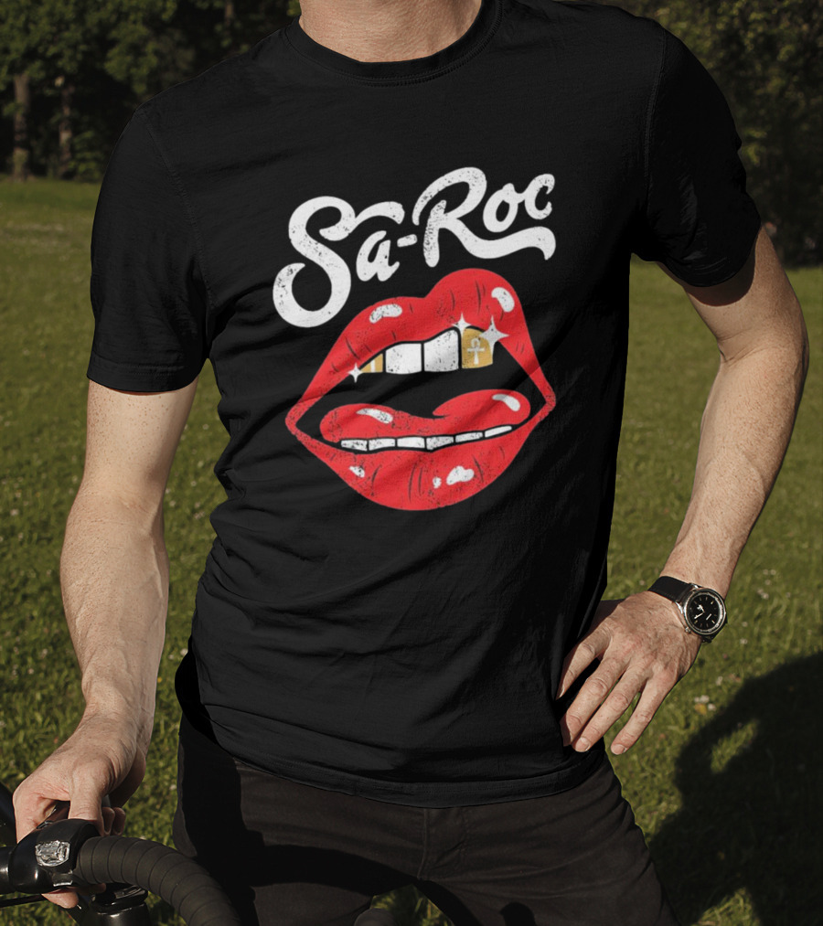 Sa-Roc Red Lips With Ankh Tooth T-Shirt