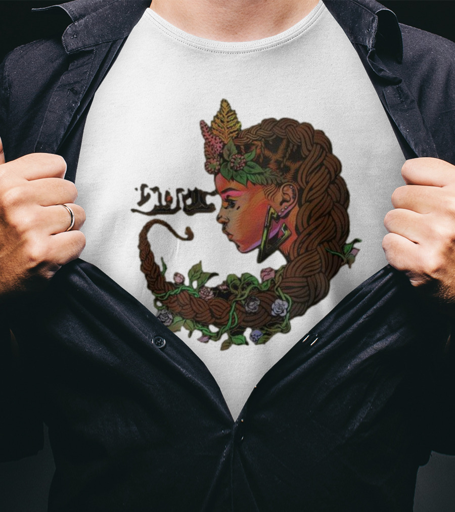 Sa-roc Wild Seeds Braided Hair Floral T-Shirt