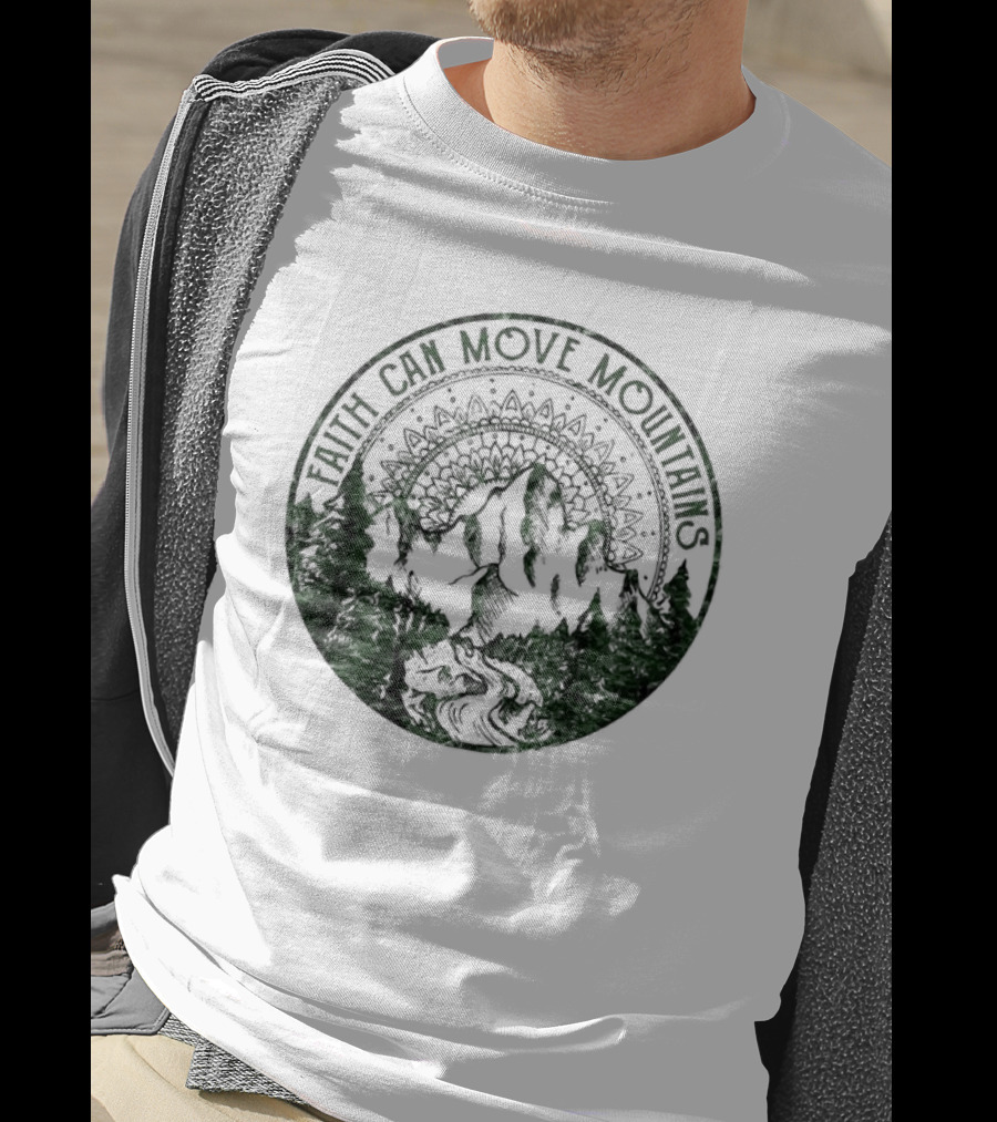 Faith Can Move Mountains Mandala Forest Scene T-Shirt
