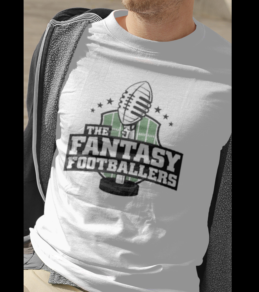 The Fantasy Footballers Podcast Microphone Logo In Green And Black With Stars T-Shirt