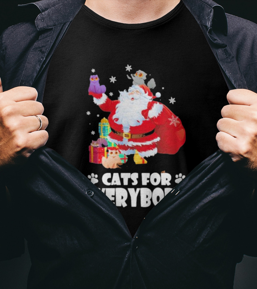 Santa Claus With Gift Cats For Everybody Fun Christmas T-Shirt