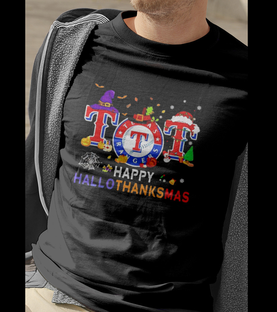 Texas Rangers Happy HalloThanksMas Holiday T-Shirt