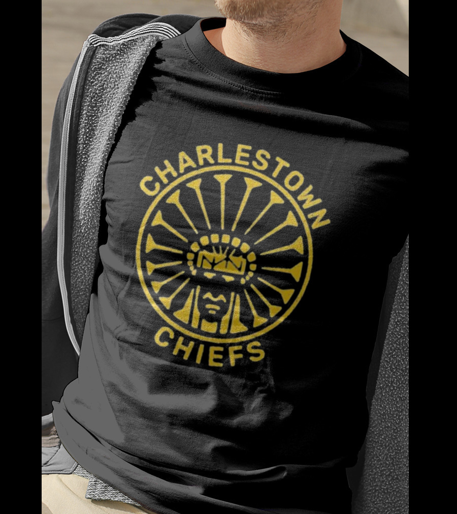 Charlestown Chiefs Yellow Native American Headdress Emblem T-Shirt
