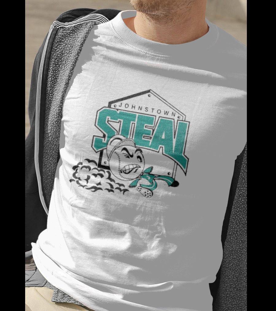 Johnstown Steal Baseball Running Baseball Character T-Shirt