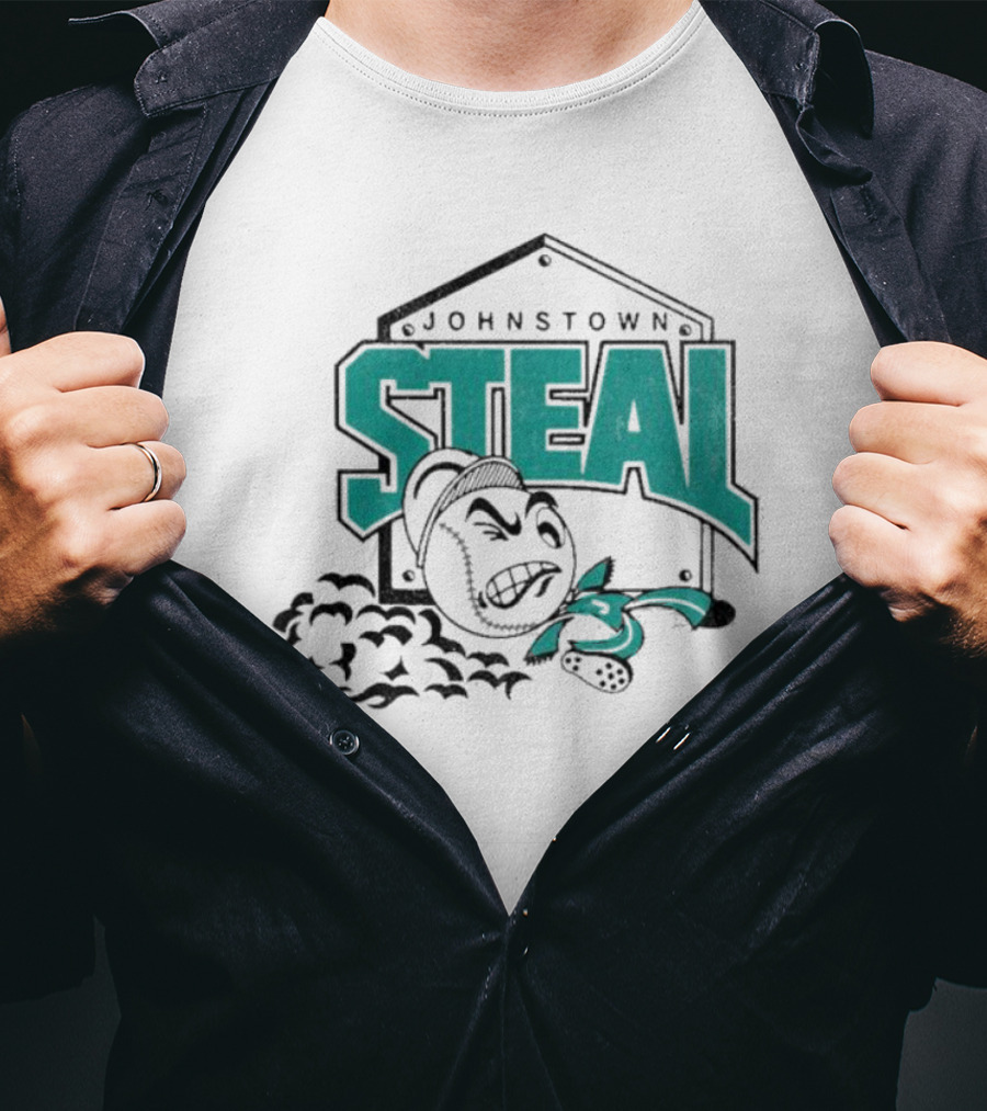 Johnstown Steal Baseball Running Baseball Character T-Shirt