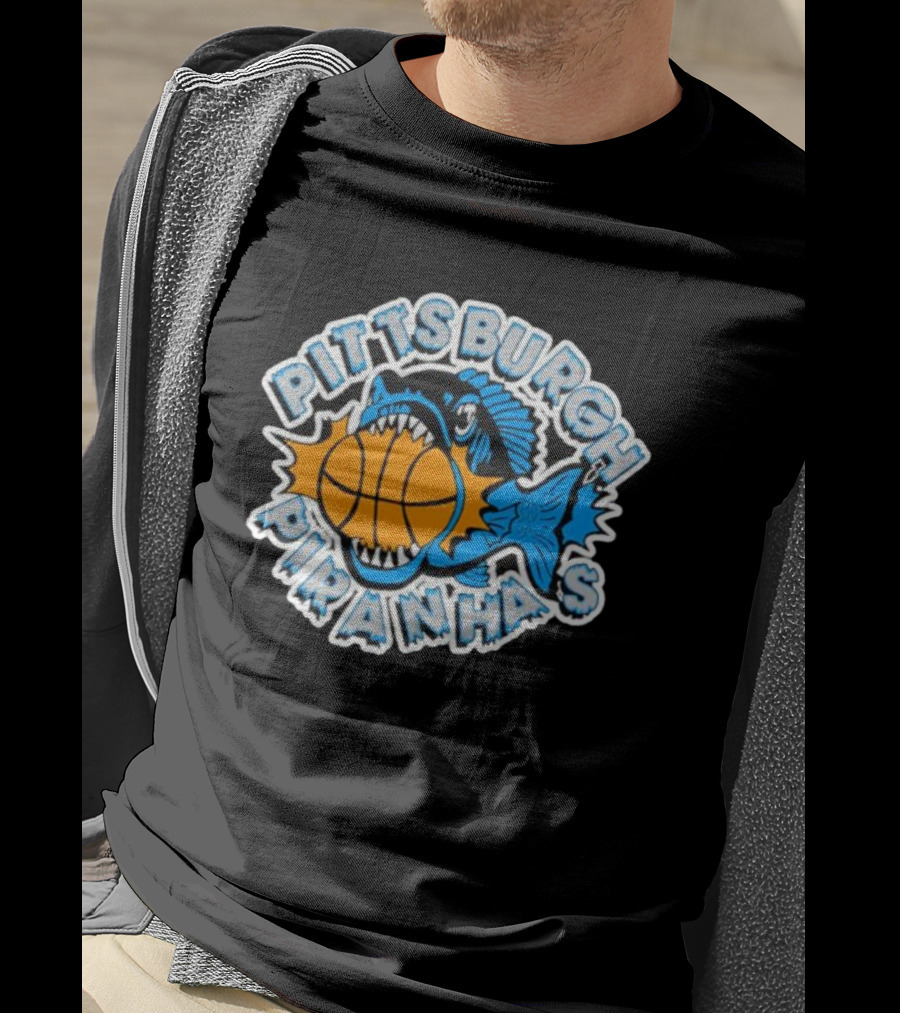 Pittsburgh Piranhas Basketball Team Logo Fish With Ball T-Shirt