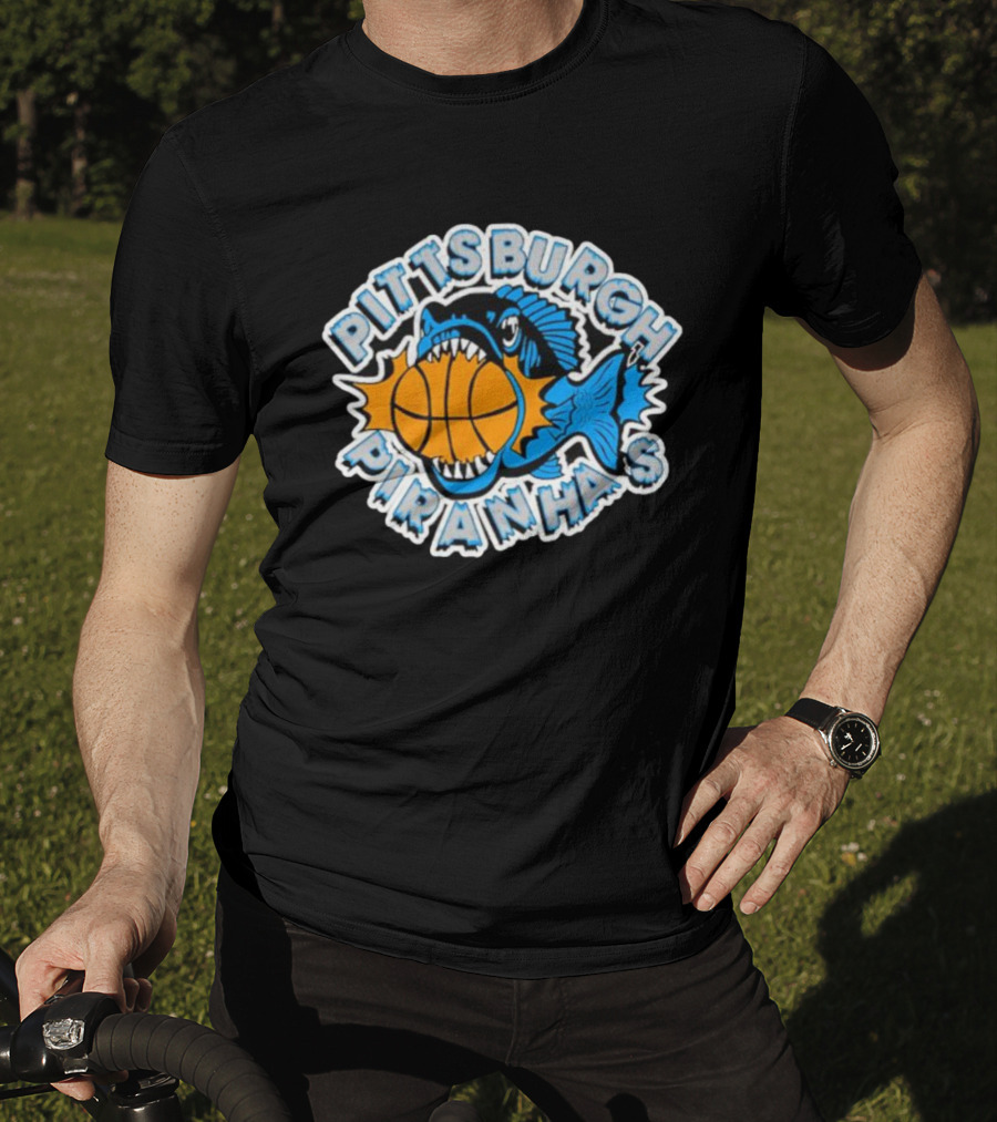 Pittsburgh Piranhas Basketball Team Logo Fish With Ball T-Shirt