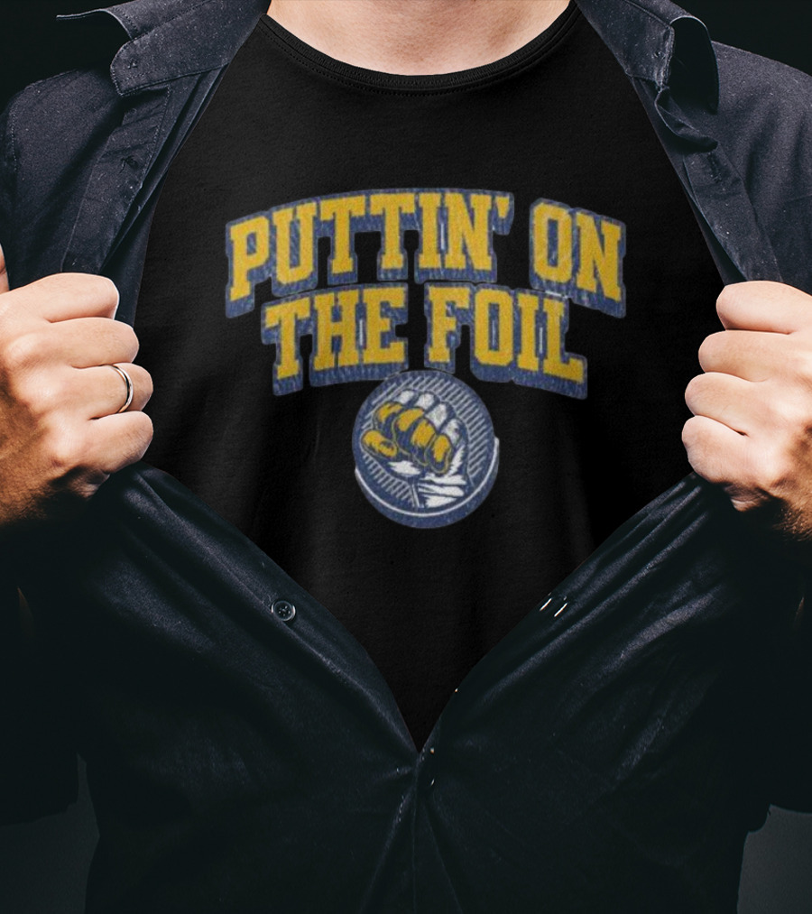 Puttin On The Foil Hockey Inspired Knuckle Patch T-Shirt
