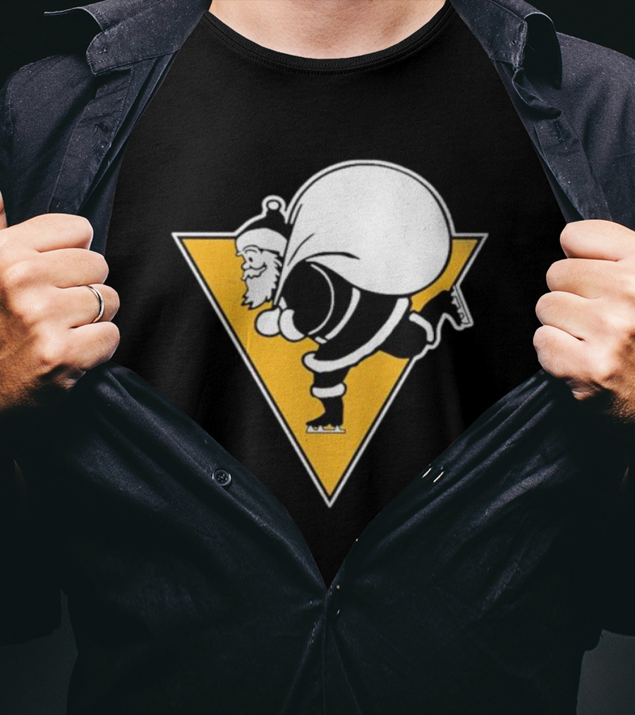 Pittsburgh Penguins Santa Skates Christmas Hockey T-Shirt