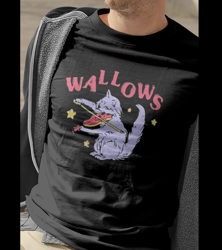 Wallows Cat Playing Fiddle Surrounded By Stars T-Shirt