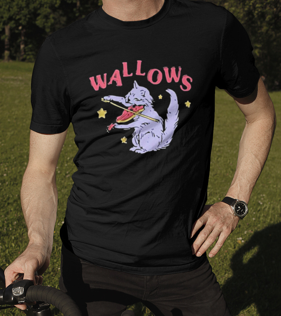 Wallows Cat Playing Fiddle Surrounded By Stars T-Shirt