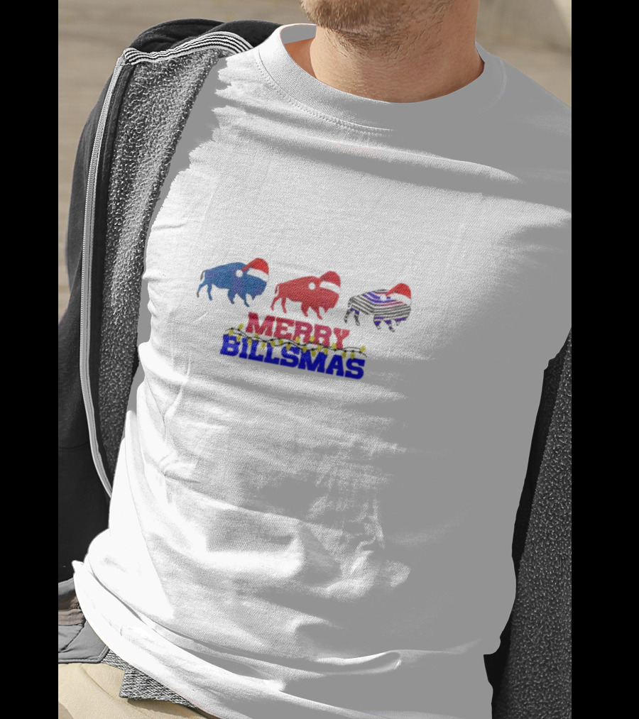 Merry Billmas Buffalo Bills Christmas Lights Buffalo Icons T-Shirt