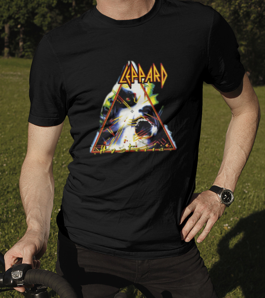 Def Leppard Hysteria Triangle Logo Rock Music Band T-Shirt