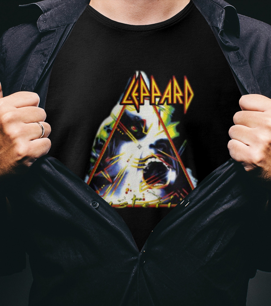 Def Leppard Hysteria Triangle Logo Rock Music Band T-Shirt