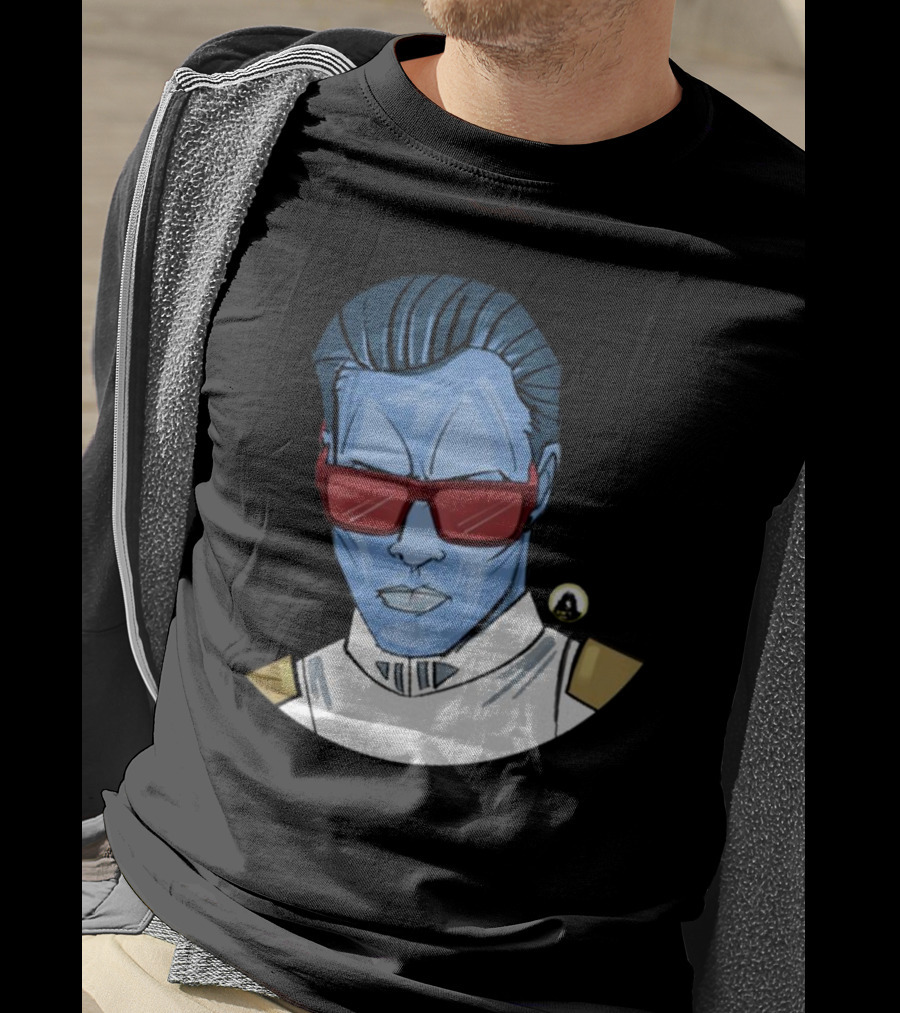 Starwarstheory Admiral Attitude Blue Character With Red Sunglasses T-Shirt