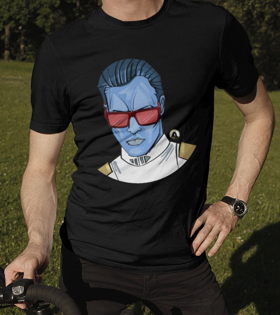 Starwarstheory Admiral Attitude Blue Character With Red Sunglasses T-Shirt