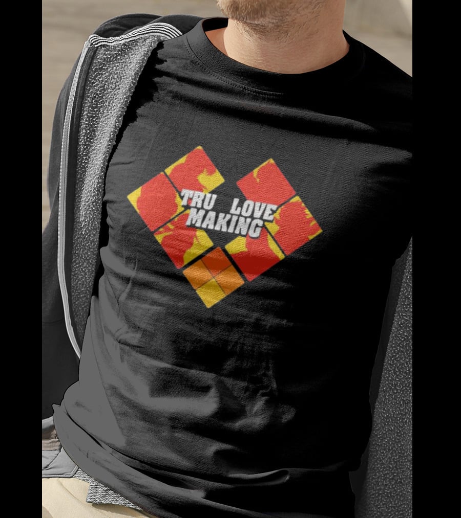 TRU LOVE MAKING Red And Yellow Geometric Heart T-Shirt