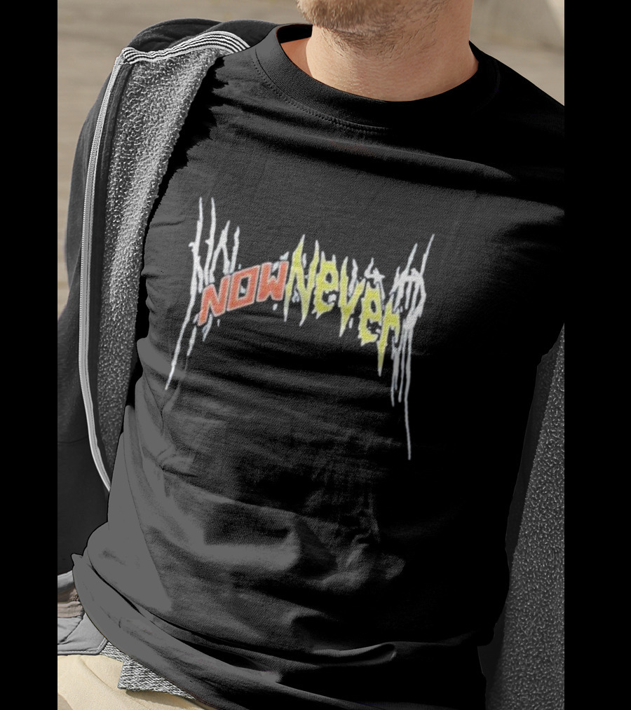 Xplr Now Never Band Text In Stylized Distorted Font T-Shirt