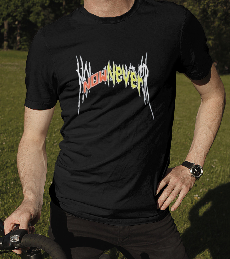 Xplr Now Never Band Text In Stylized Distorted Font T-Shirt