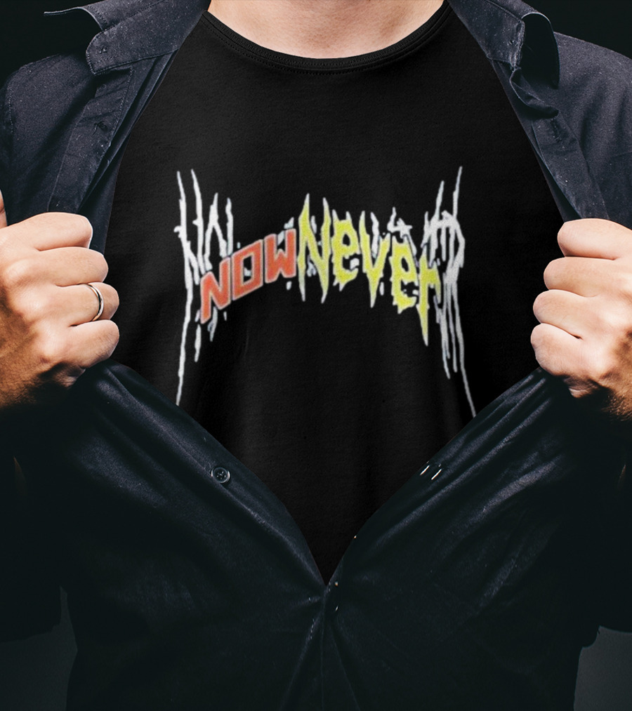 Xplr Now Never Band Text In Stylized Distorted Font T-Shirt