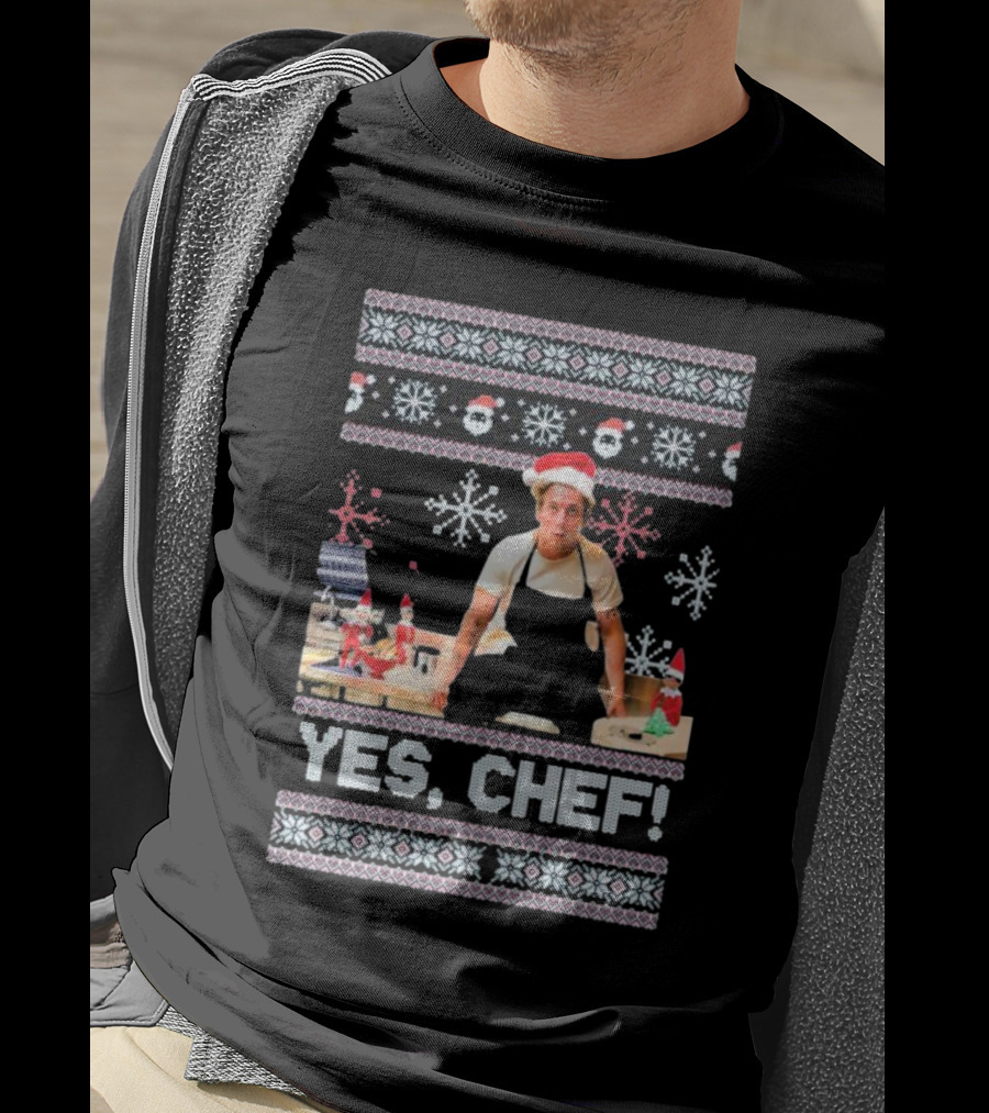 Yes Chef Snowflakes Christmas Elves Santa Hat T-Shirt