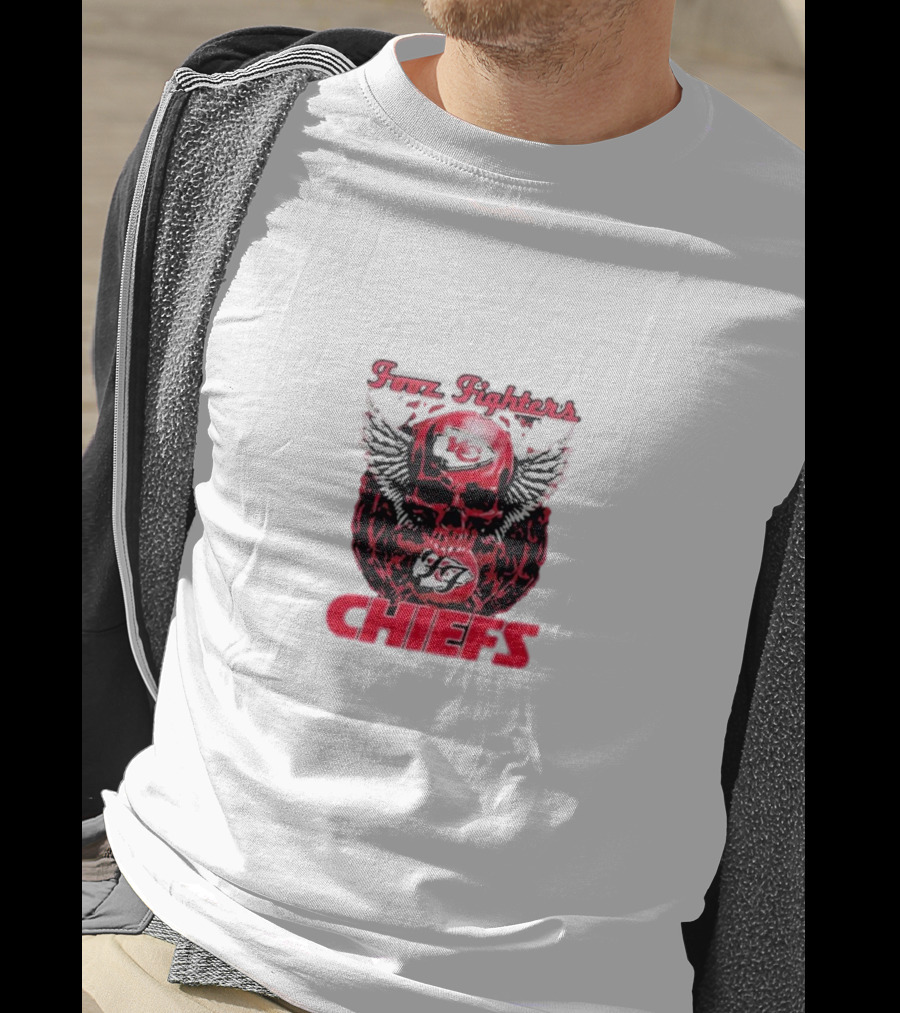 Fooz Fighters Kansas City Chiefs Skull Wings T-Shirt