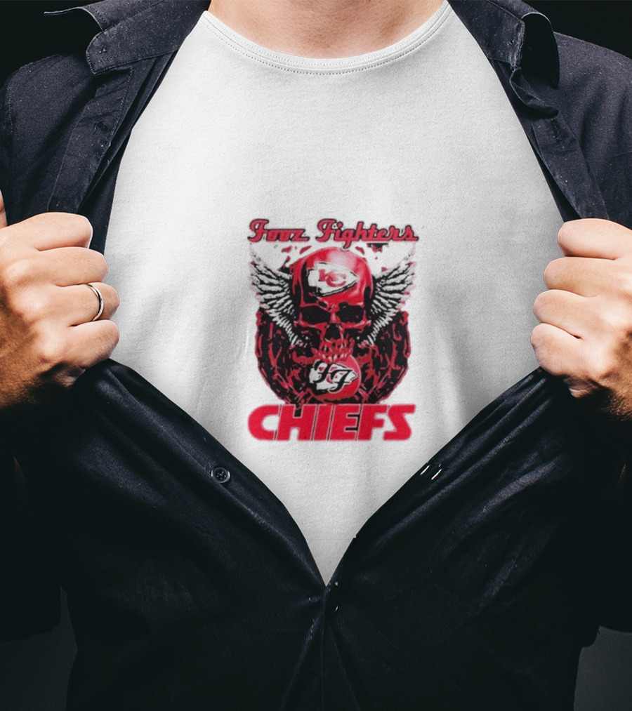 Fooz Fighters Kansas City Chiefs Skull Wings T-Shirt