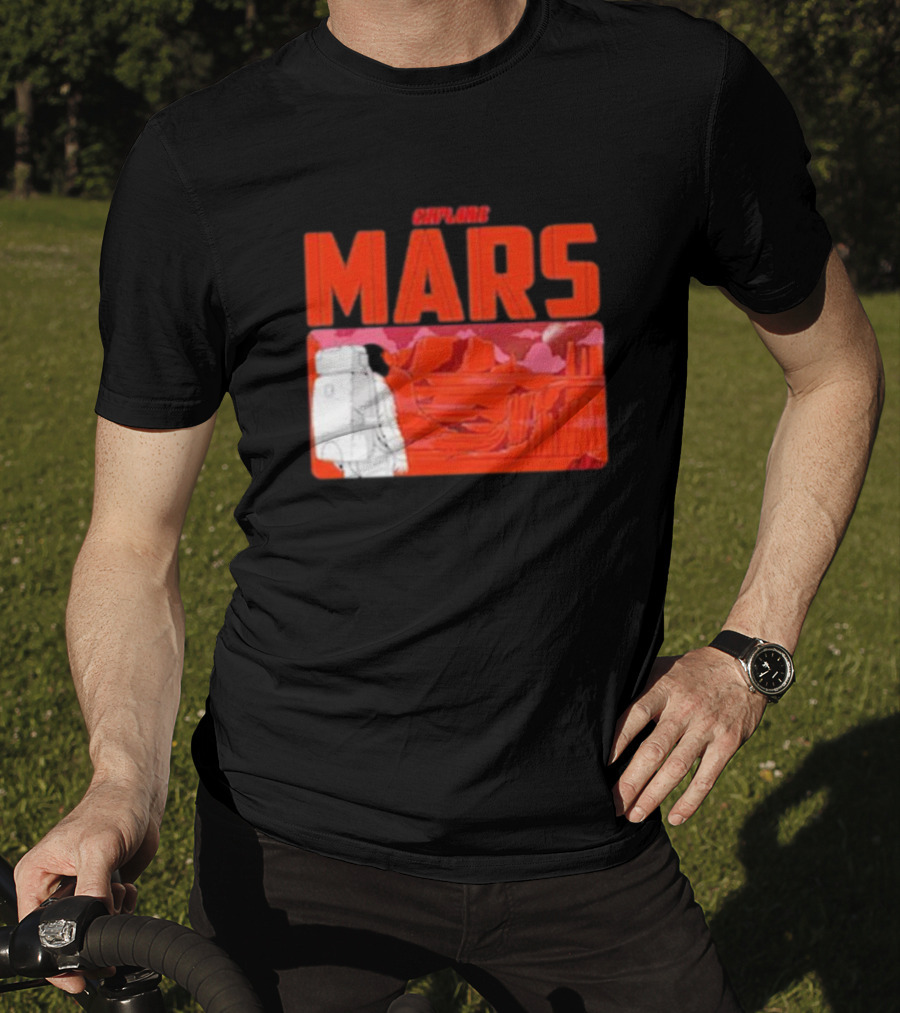Explore Mars Astronaut Adventure Red Landscape T-Shirt