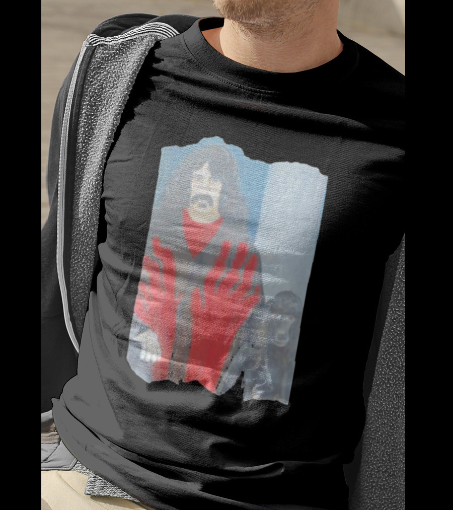 Jackey Neyman Jones Frank Zappa The Master Mashup With Red Hand Prints T-Shirt