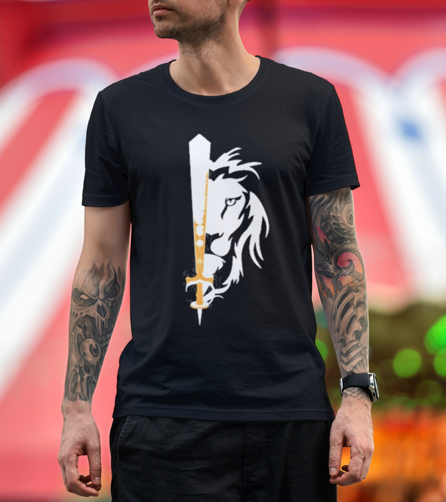Real Sikh Lion and Sword Blackout Gold T-Shirt
