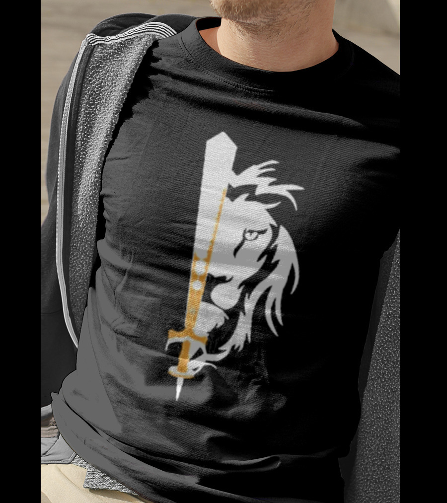 Real Sikh Lion And Sword Blackout Gold T-Shirt