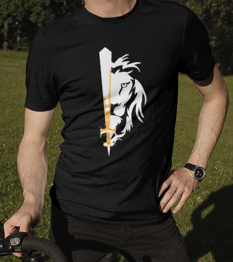 Real Sikh Lion And Sword Blackout Gold T-Shirt