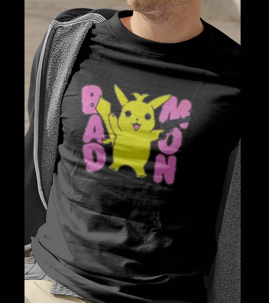 Bad Mon Pikachu With Pink Bold Letters T-Shirt