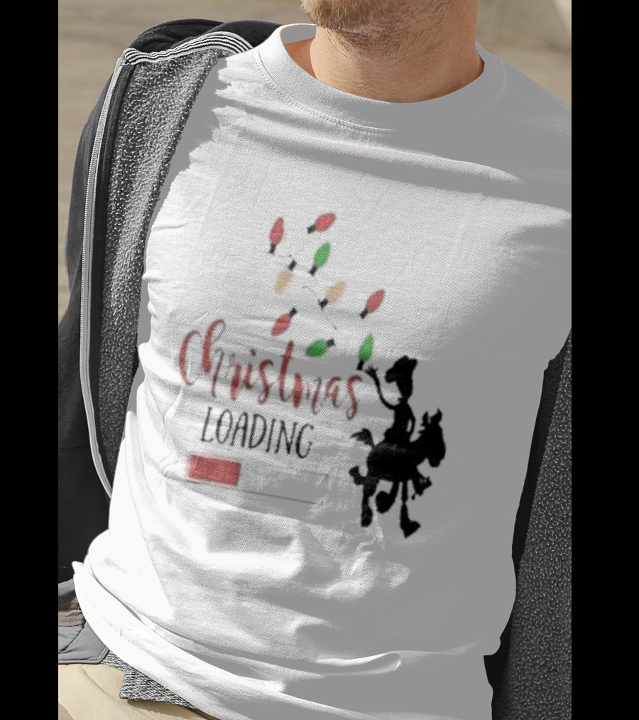 Christmas Loading Cowboy Silhouette With Festive Lights T-Shirt