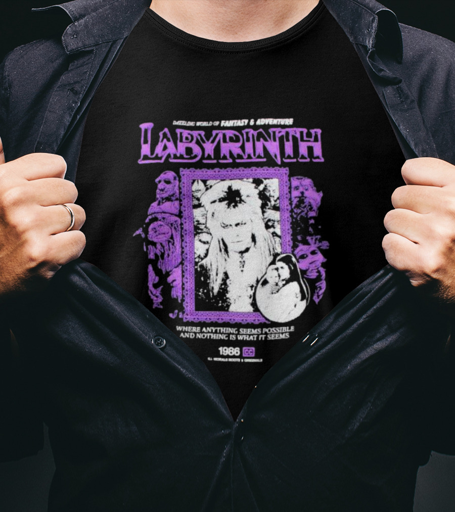 Dazzling World Of Fantasy And Adventure Labyrinth 1986 Where Anything Seems Possible And Nothing Is What It Seems T-Shirt