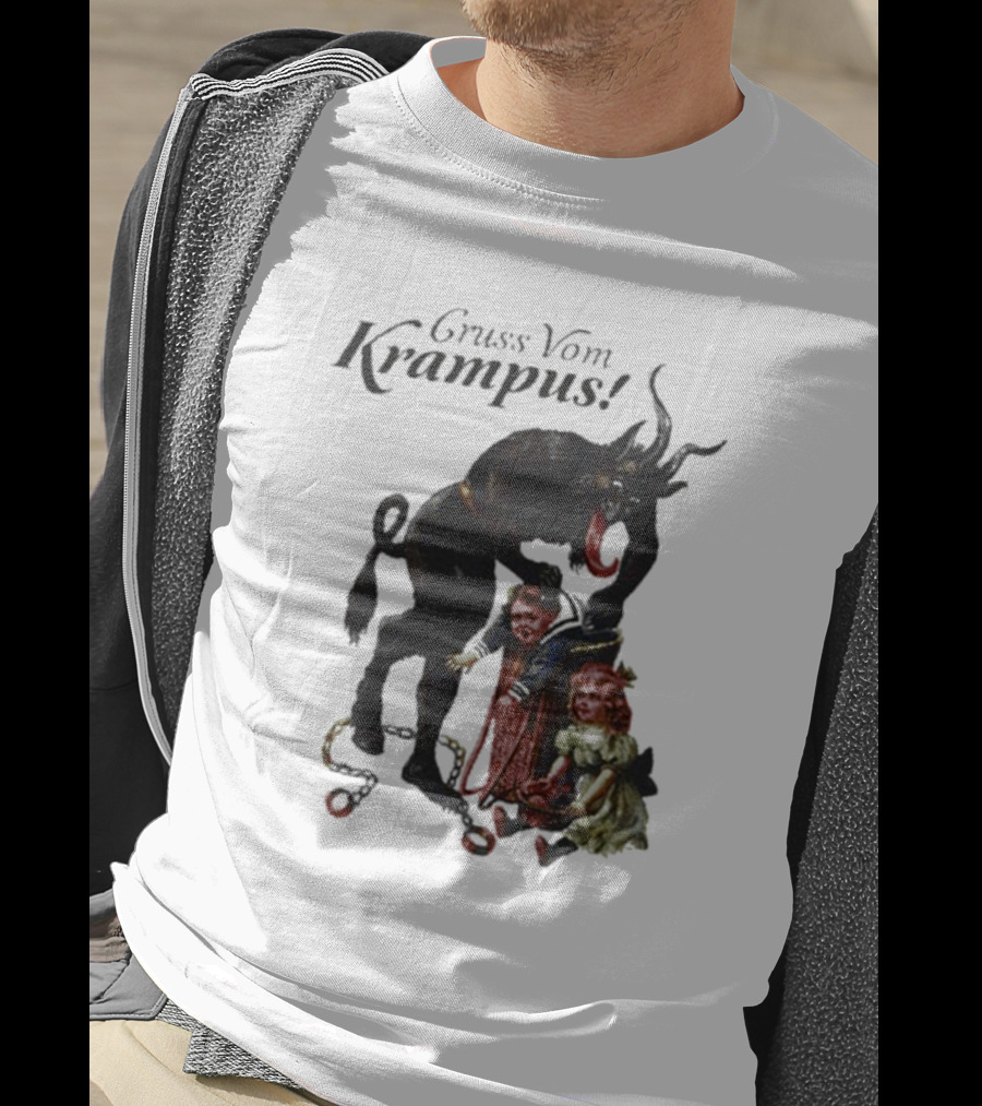 Meowy Krampus Gruss Vom Krampus Christmas Feline Holiday Mischief T-Shirt