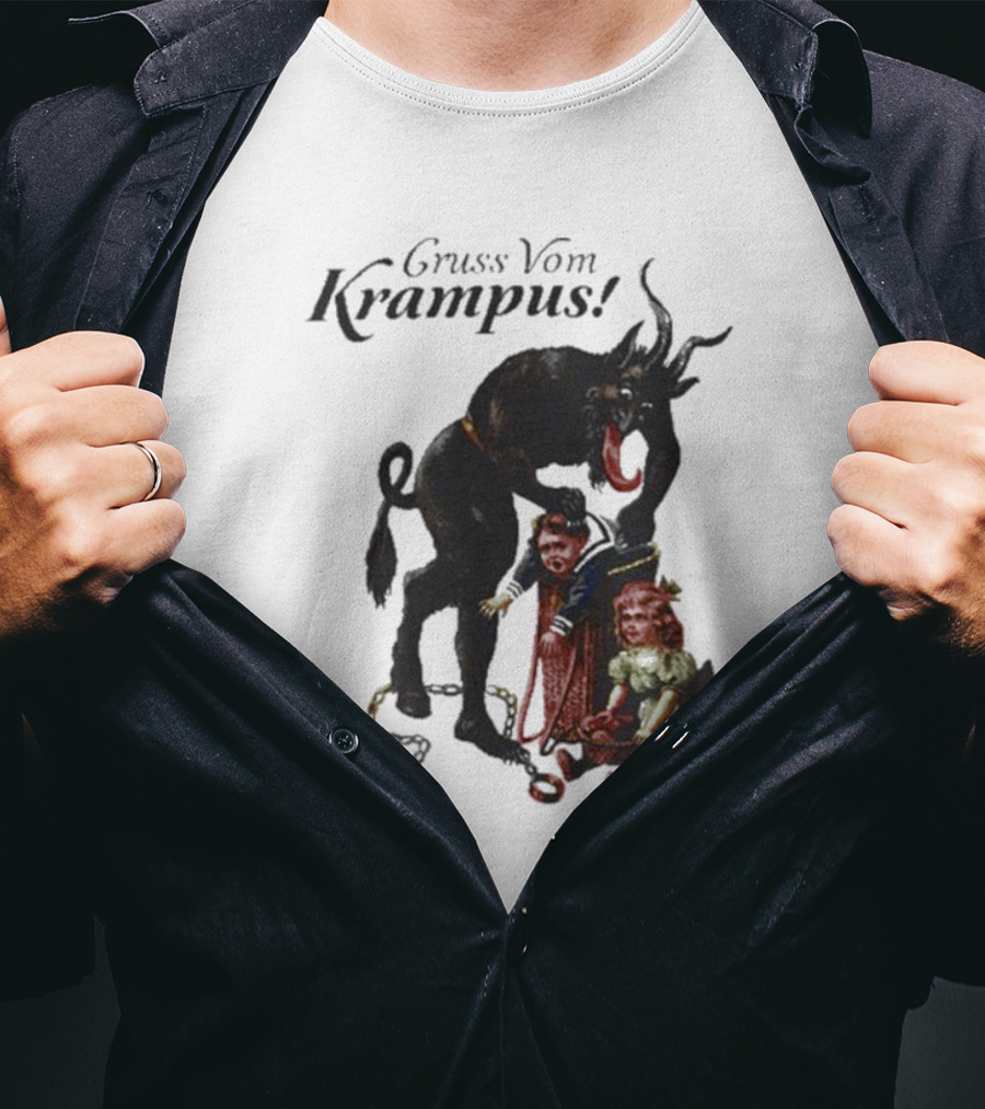 Meowy Krampus Gruss Vom Krampus Christmas Feline Holiday Mischief T-Shirt