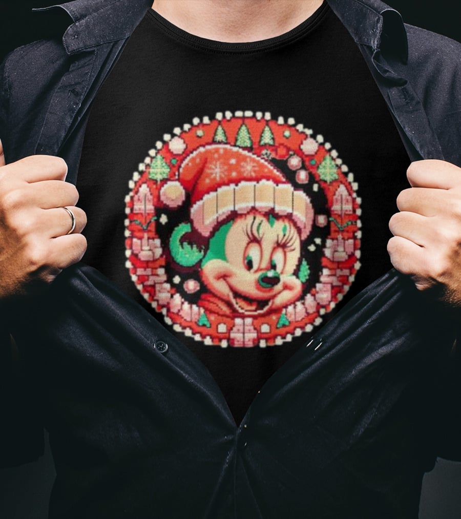 Minnie Mouse Christmas Sparkle Disney Magic Festive Holiday Santa Hat T-Shirt