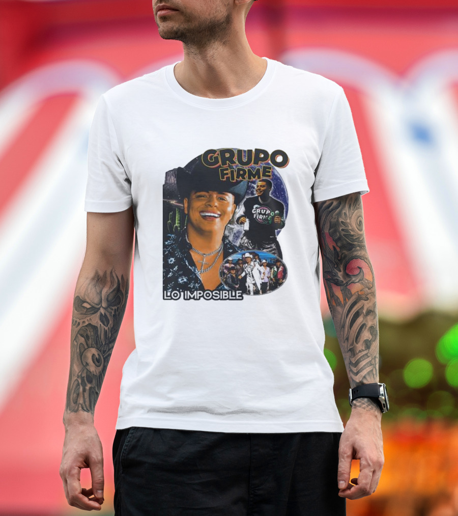Grupo Firme Lo Imposible Cactus Cowboy Space Collage T-Shirt