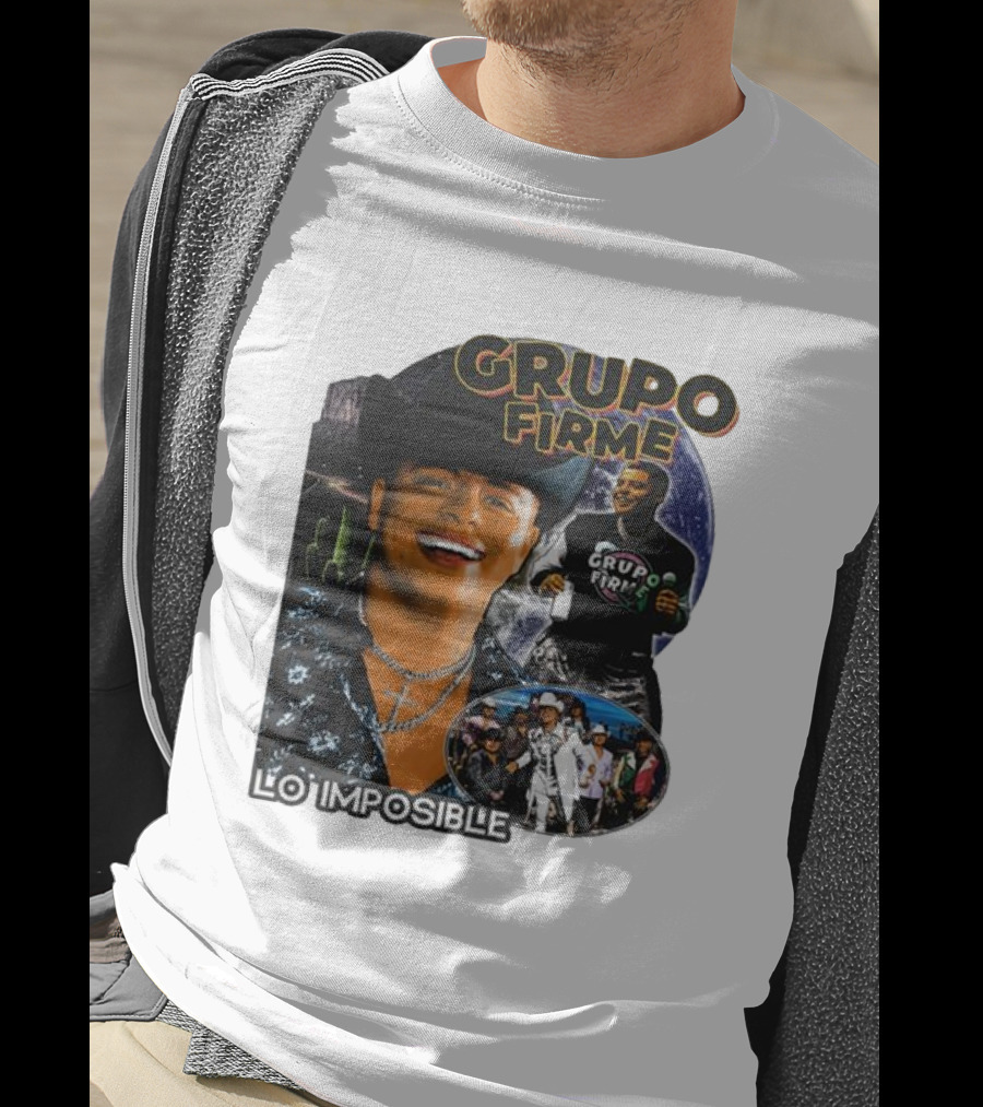 Grupo Firme Lo Imposible Cactus Cowboy Space Collage T-Shirt