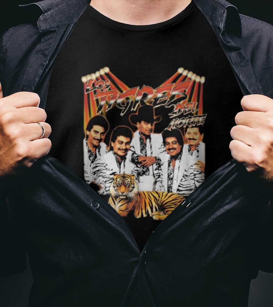 Los Tigres Del Norte Band Members With Tiger Image T-Shirt